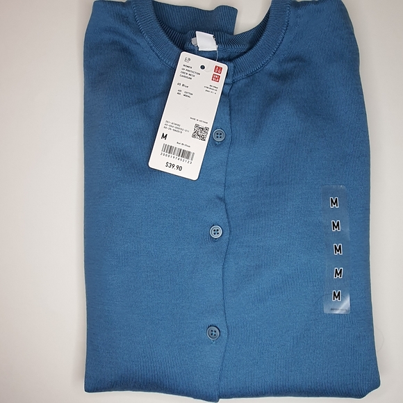 Uniqlo UV Protection Blue Cardigan - M NWT - Picture 2 of 3